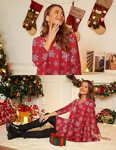 LARACE Tunics 3/4 Sleeve Plus Size Tops for Women V Neck Loose Fit Flowy Clothing for Leggings - 5