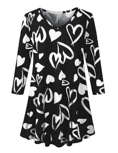 LARACE Tunics 3/4 Sleeve Plus Size Tops for Women V Neck Loose Fit Flowy Clothing for Leggings - MODAZONE