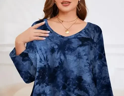 LARACE Tunics 3/4 Sleeve Plus Size Tops for Women V Neck Loose Fit Flowy Clothing for Leggings - 6