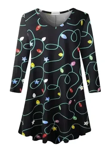 LARACE Tunics 3/4 Sleeve Plus Size Tops for Women V Neck Loose Fit Flowy Clothing for Leggings - MODAZONE