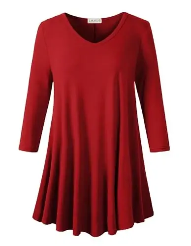 LARACE Tunics 3/4 Sleeve Plus Size Tops for Women V Neck Loose Fit Flowy Clothing for Leggings 