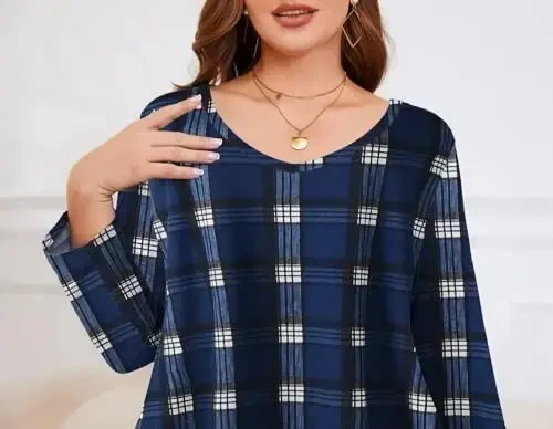 LARACE Tunics 3/4 Sleeve Plus Size Tops for Women V Neck Loose Fit Flowy Clothing for Leggings - 6