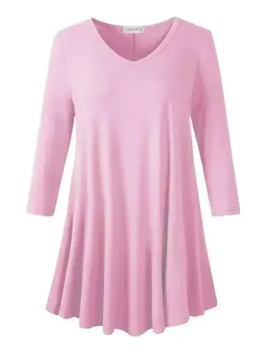 LARACE Tunics 3/4 Sleeve Plus Size Tops for Women V Neck Loose Fit Flowy Clothing for Leggings - 1