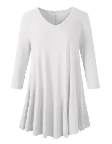 LARACE Tunics 3/4 Sleeve Plus Size Tops for Women V Neck Loose Fit Flowy Clothing for Leggings - 1