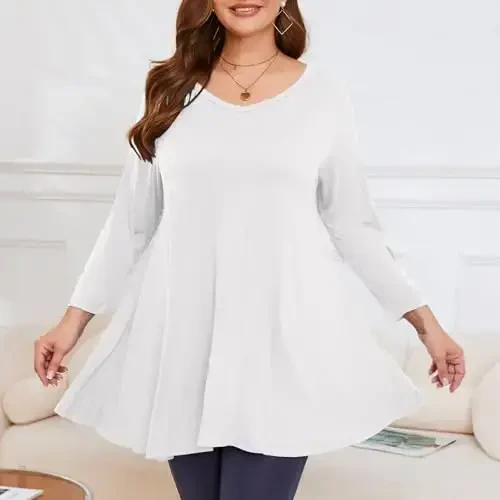 LARACE Tunics 3/4 Sleeve Plus Size Tops for Women V Neck Loose Fit Flowy Clothing for Leggings - 3