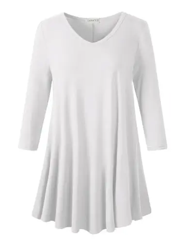 LARACE Tunics 3/4 Sleeve Plus Size Tops for Women V Neck Loose Fit Flowy Clothing for Leggings 