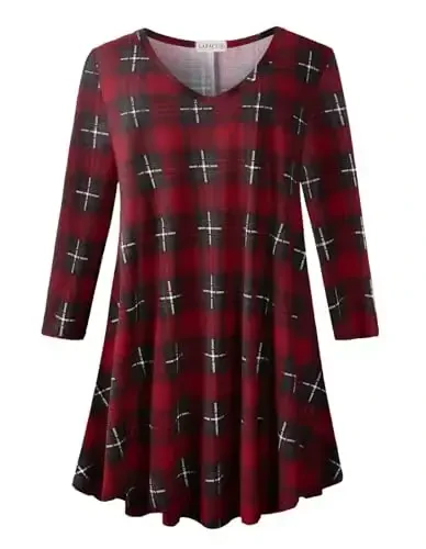 LARACE Tunics 3/4 Sleeve Plus Size Tops for Women V Neck Loose Fit Flowy Clothing for Leggings - 1