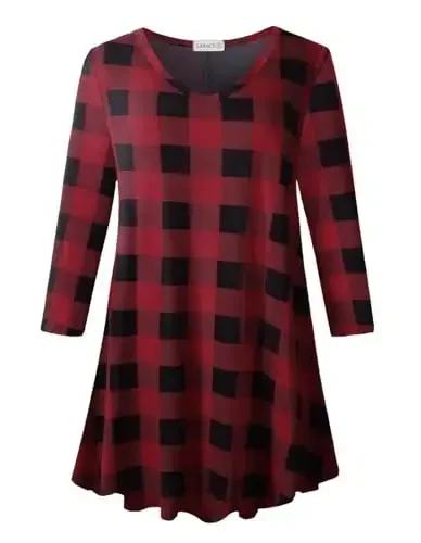 LARACE Tunikalar ayollar uchun 3/4 yengli katta o'lchamdagi toplar V bo'yinli keng bichimli legginglar uchun erkin kiyimlar - 1