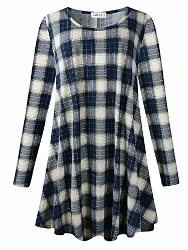 LARACE Туники больших размеров, женские рубашки с длинным рукавом, свободные расклешенные топы для леггинсов 