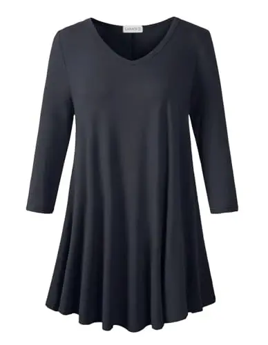 LARACE Tunics 3/4 Sleeve Plus Size Tops for Women V Neck Loose Fit Flowy Clothing for Leggings 