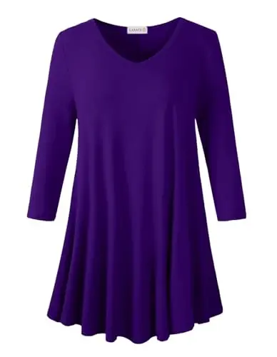 LARACE Tunics 3/4 Sleeve Plus Size Tops for Women V Neck Loose Fit Flowy Clothing for Leggings 