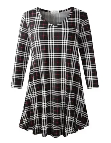 LARACE Tunics 3/4 Sleeve Plus Size Tops for Women V Neck Loose Fit Flowy Clothing for Leggings 