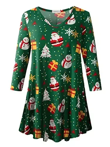 LARACE Tunics 3/4 Sleeve Plus Size Tops for Women V Neck Loose Fit Flowy Clothing for Leggings 