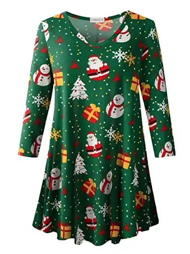 LARACE Tunics 3/4 Sleeve Plus Size Tops for Women V Neck Loose Fit Flowy Clothing for Leggings - 1