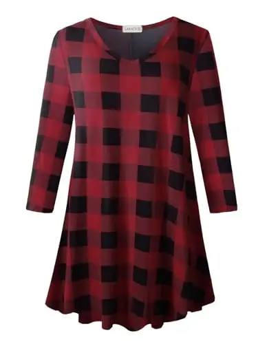 LARACE Tunics 3/4 Sleeve Plus Size Tops for Women V Neck Loose Fit Flowy Clothing for Leggings - 1