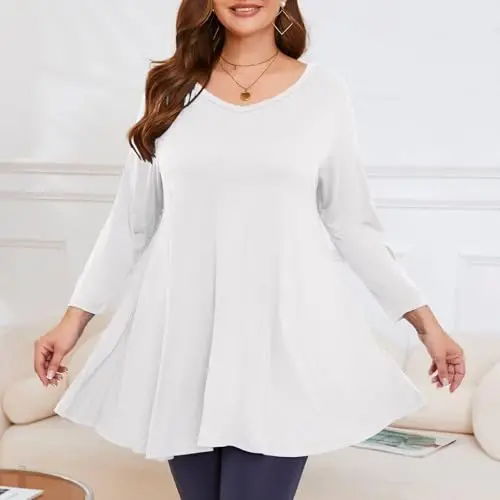 LARACE Tunics 3/4 Sleeve Plus Size Tops for Women V Neck Loose Fit Flowy Clothing for Leggings - 3