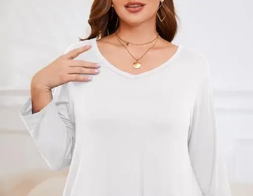 LARACE Tunics 3/4 Sleeve Plus Size Tops for Women V Neck Loose Fit Flowy Clothing for Leggings - 6
