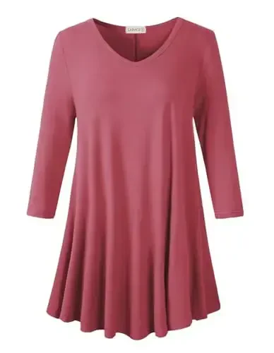LARACE Tunics 3/4 Sleeve Plus Size Tops for Women V Neck Loose Fit Flowy Clothing for Leggings 