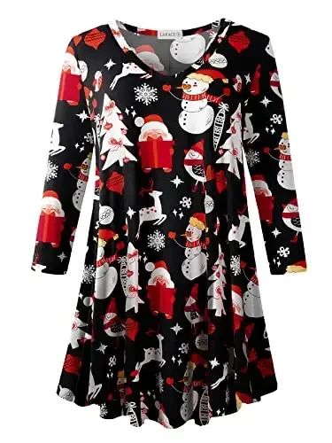 LARACE Tunics 3/4 Sleeve Plus Size Tops for Women V Neck Loose Fit Flowy Clothing for Leggings 