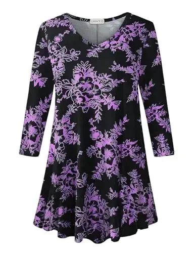 LARACE Tunics 3/4 Sleeve Plus Size Tops for Women V Neck Loose Fit Flowy Clothing for Leggings 