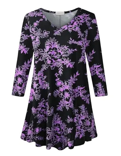 LARACE Tunics 3/4 Sleeve Plus Size Tops for Women V Neck Loose Fit Flowy Clothing for Leggings - 1