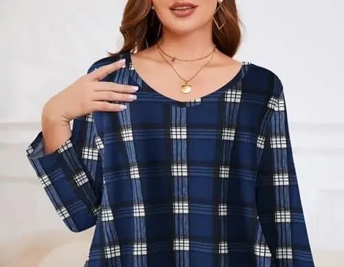 LARACE Tunics 3/4 Sleeve Plus Size Tops for Women V Neck Loose Fit Flowy Clothing for Leggings - 6