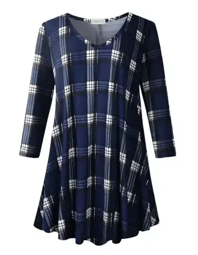 LARACE Tunics 3/4 Sleeve Plus Size Tops for Women V Neck Loose Fit Flowy Clothing for Leggings - 1