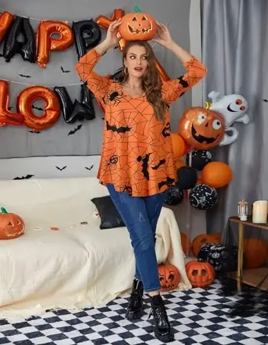 LARACE Tunics 3/4 Sleeve Plus Size Tops for Women V Neck Loose Fit Flowy Clothing for Leggings - 5