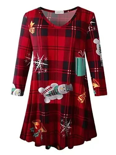 LARACE Tunics 3/4 Sleeve Plus Size Tops for Women V Neck Loose Fit Flowy Clothing for Leggings 