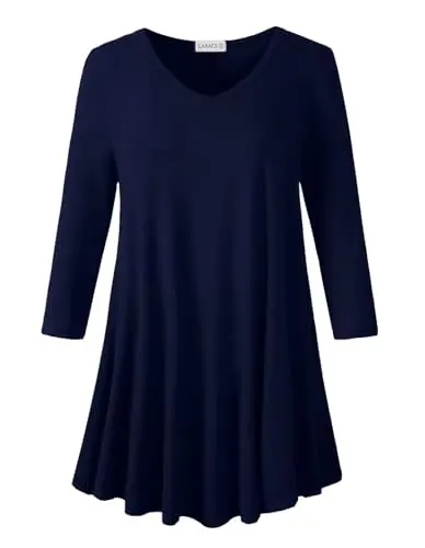 LARACE Tunics 3/4 Sleeve Plus Size Tops for Women V Neck Loose Fit Flowy Clothing for Leggings 