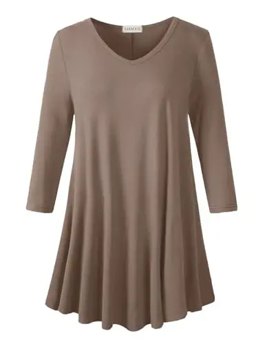 LARACE Tunics 3/4 Sleeve Plus Size Tops for Women V Neck Loose Fit Flowy Clothing for Leggings 