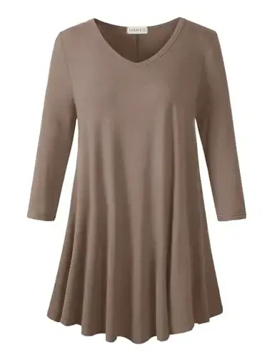 LARACE Tunics 3/4 Sleeve Plus Size Tops for Women V Neck Loose Fit Flowy Clothing for Leggings 