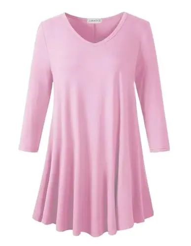 LARACE Tunics 3/4 Sleeve Plus Size Tops for Women V Neck Loose Fit Flowy Clothing for Leggings - 1