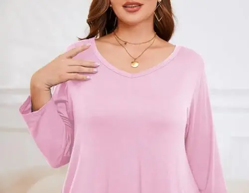 LARACE Tunics 3/4 Sleeve Plus Size Tops for Women V Neck Loose Fit Flowy Clothing for Leggings - 6