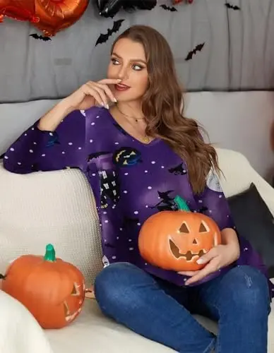 LARACE Tunics 3/4 Sleeve Plus Size Tops for Women V Neck Loose Fit Flowy Clothing for Leggings - 4