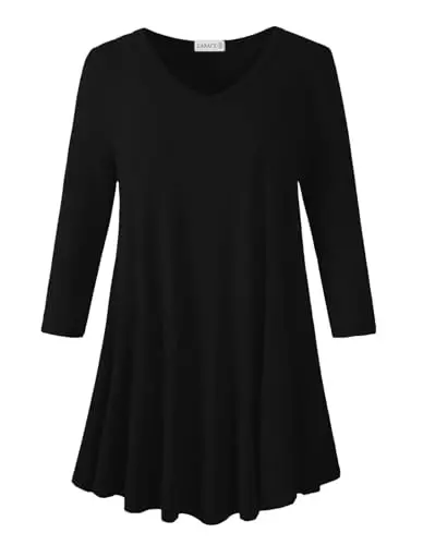 LARACE Tunics 3/4 Sleeve Plus Size Tops for Women V Neck Loose Fit Flowy Clothing for Leggings 