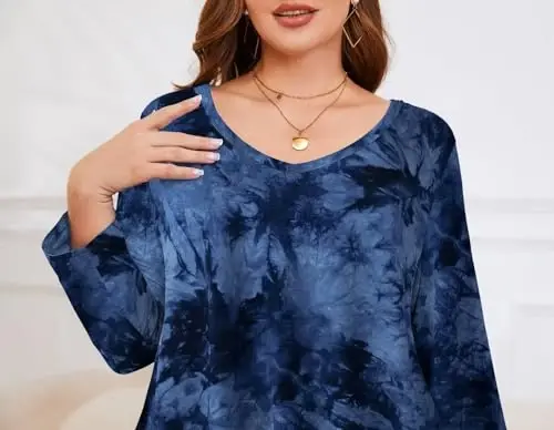 LARACE Tunics 3/4 Sleeve Plus Size Tops for Women V Neck Loose Fit Flowy Clothing for Leggings - 6