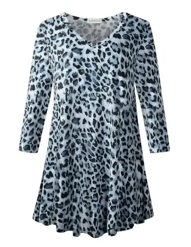 LARACE Tunics 3/4 Sleeve Plus Size Tops for Women V Neck Loose Fit Flowy Clothing for Leggings - 1