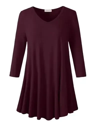 LARACE Tunics 3/4 Sleeve Plus Size Tops for Women V Neck Loose Fit Flowy Clothing for Leggings 