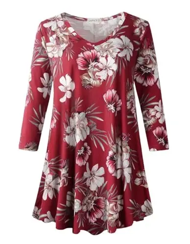 LARACE Tunics 3/4 Sleeve Plus Size Tops for Women V Neck Loose Fit Flowy Clothing for Leggings - 1