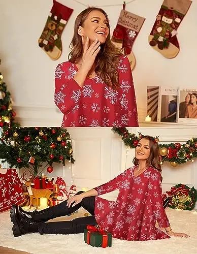 LARACE Tunics 3/4 Sleeve Plus Size Tops for Women V Neck Loose Fit Flowy Clothing for Leggings - 5