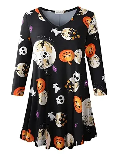 LARACE Tunics 3/4 Sleeve Plus Size Tops for Women V Neck Loose Fit Flowy Clothing for Leggings 
