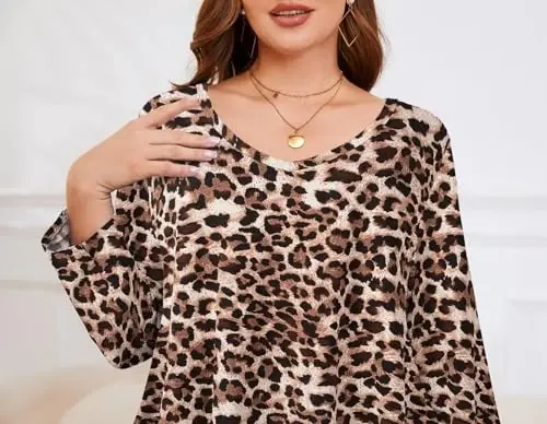 LARACE Tunics 3/4 Sleeve Plus Size Tops for Women V Neck Loose Fit Flowy Clothing for Leggings - 6