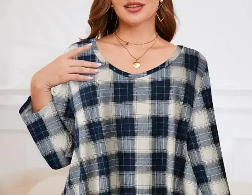 LARACE Tunics 3/4 Sleeve Plus Size Tops for Women V Neck Loose Fit Flowy Clothing for Leggings - 6