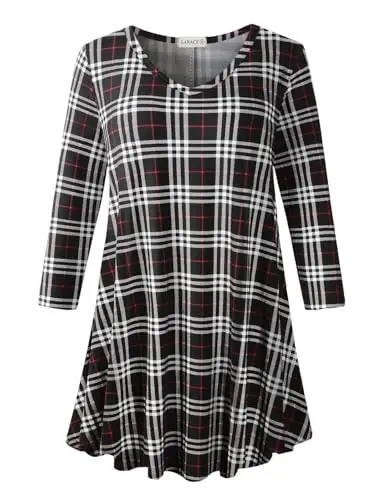 LARACE Tunics 3/4 Sleeve Plus Size Tops for Women V Neck Loose Fit Flowy Clothing for Leggings 