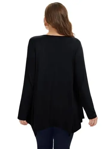 LARACE Womens Long Sleeve Flattering Comfy Tunic Loose Fit Flowy Top 