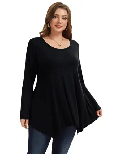 LARACE Womens Long Sleeve Flattering Comfy Tunic Loose Fit Flowy Top - 2