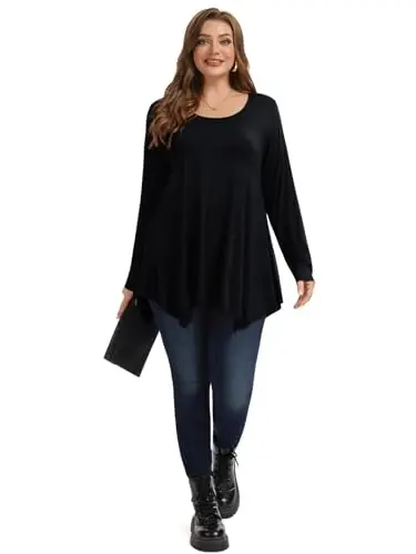 LARACE Womens Long Sleeve Flattering Comfy Tunic Loose Fit Flowy Top - 3