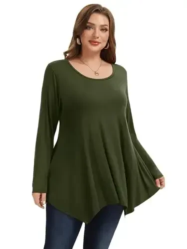 LARACE Womens Long Sleeve Flattering Comfy Tunic Loose Fit Flowy Top 