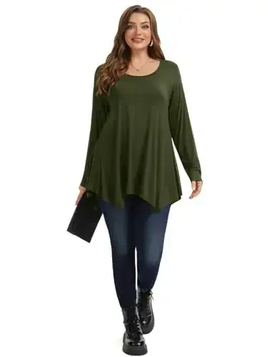 LARACE Womens Long Sleeve Flattering Comfy Tunic Loose Fit Flowy Top - 3
